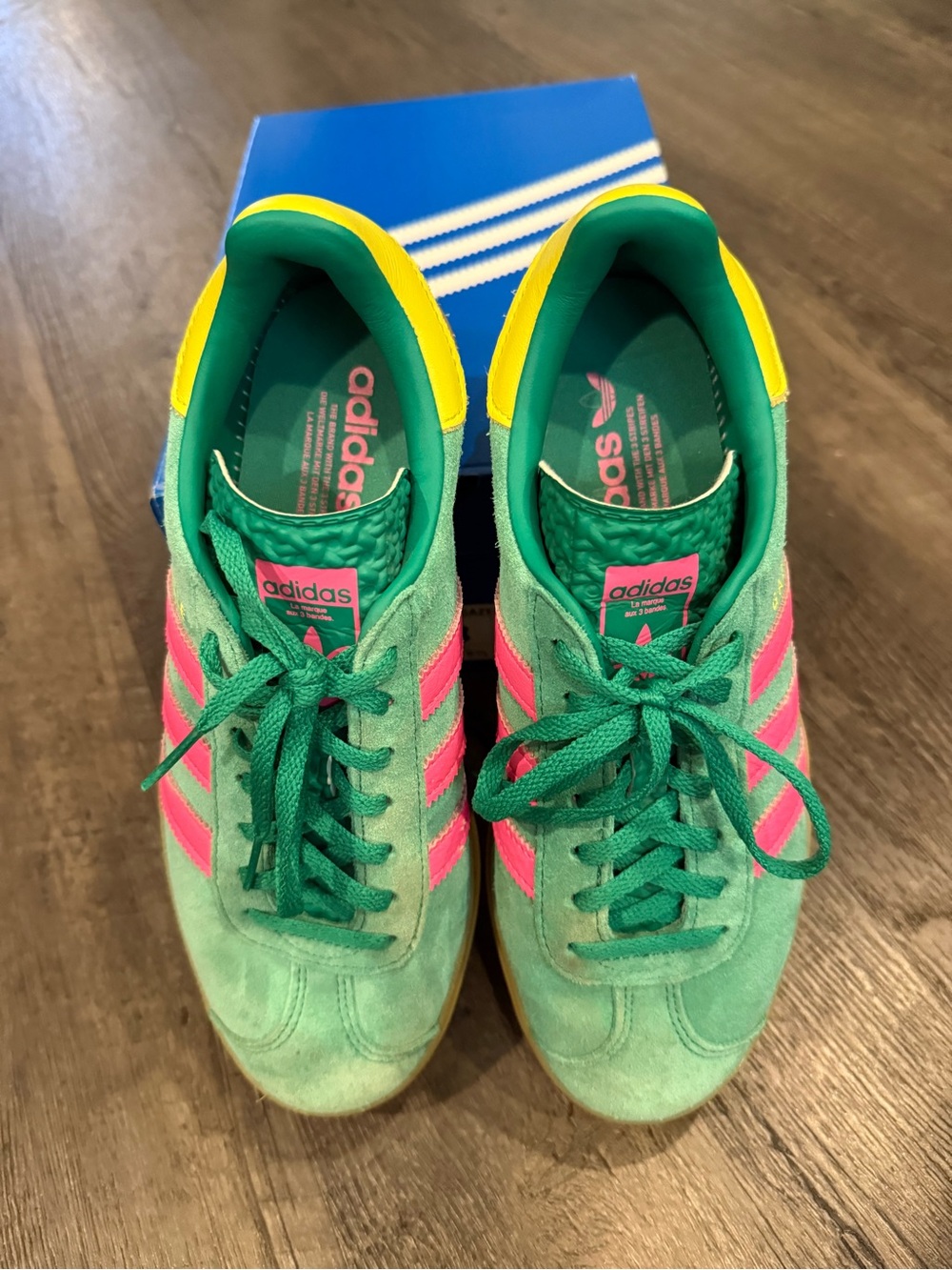 Adidas – Gazelle Bold Platform Sneakers (Green/Pink/Sulfur) – Women's 8 - Picture 2 of 9